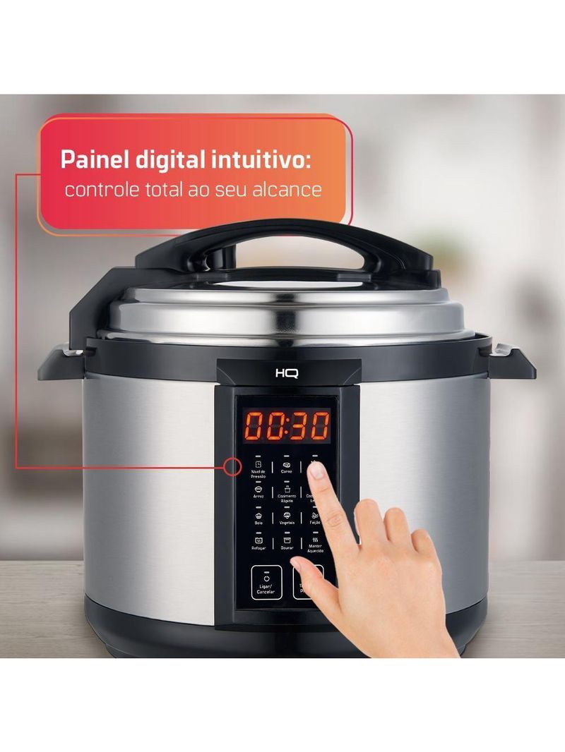 Panela De Pressão Elétrica Multifuncional Digital HQ 6L Inox HQ-Y6DI 220V