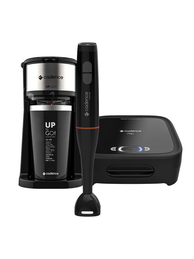 Kit Trio Black Cadence – Cafeteira + Sanduicheira + Mixer – 127V