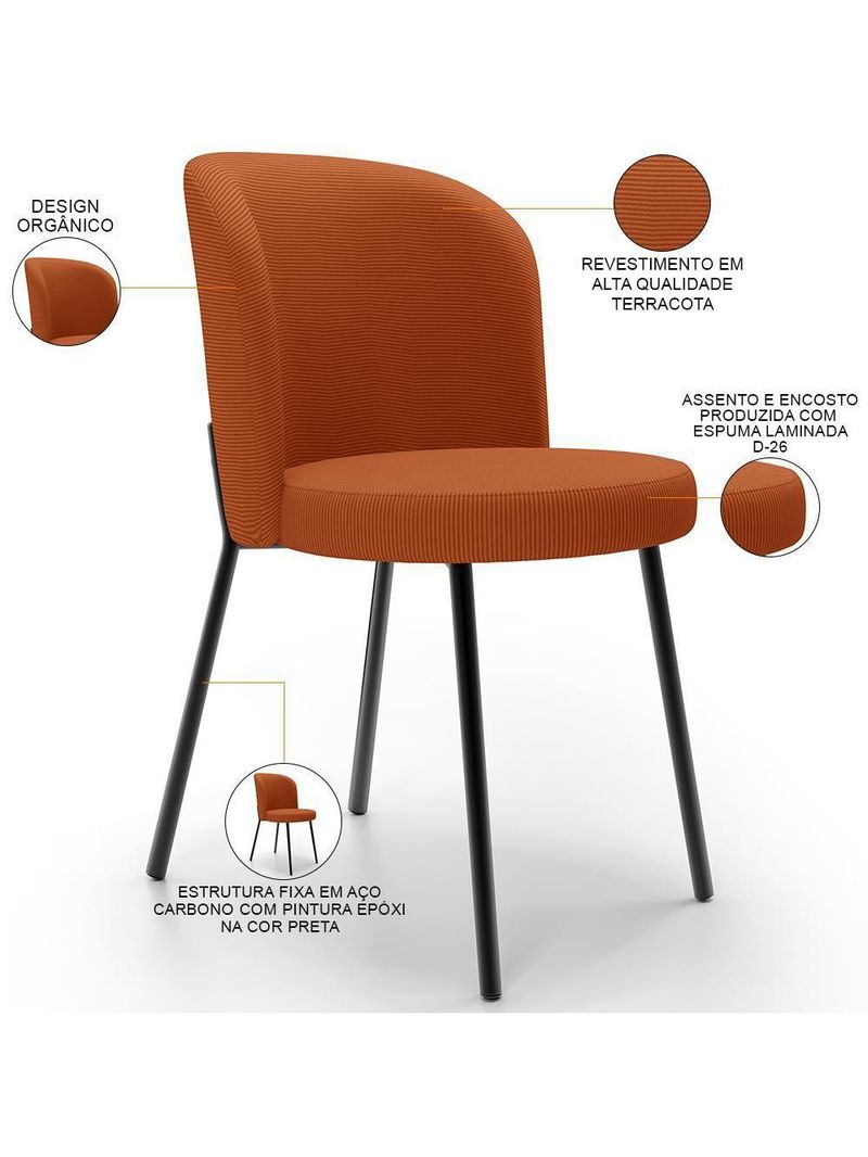 Kit 4 Cadeiras Sala De Jantar Estofada Gavi L02 Tecido Terracota
