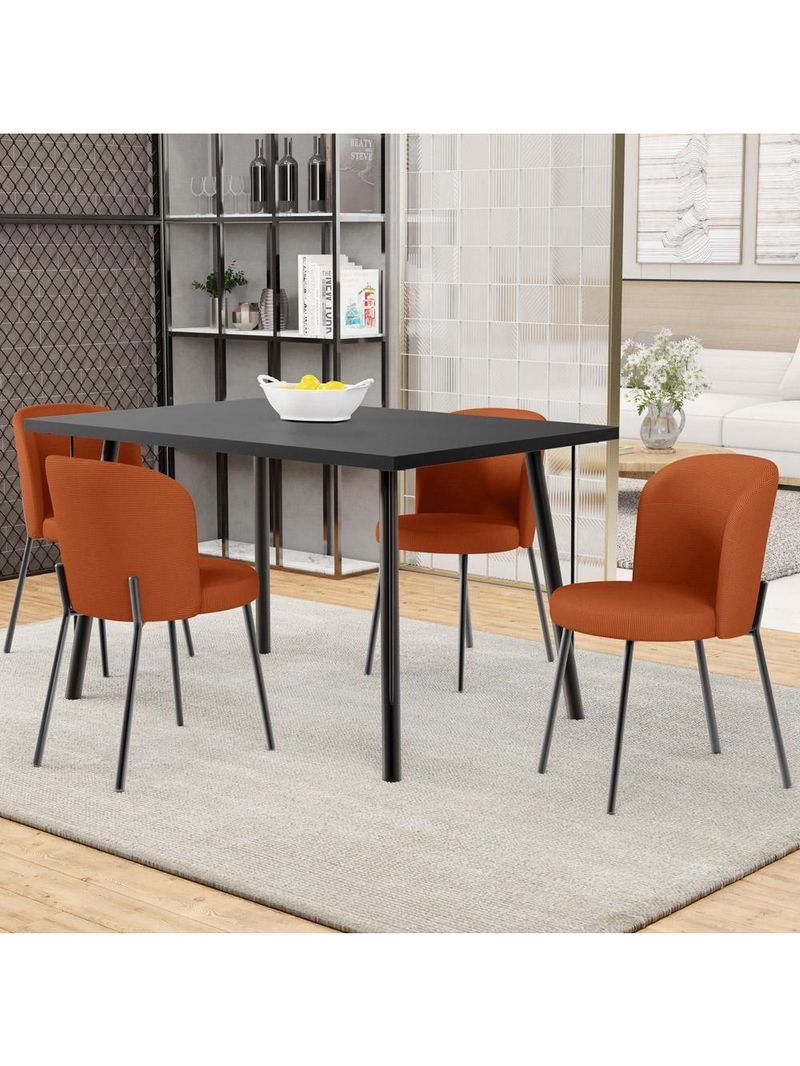 Kit 4 Cadeiras Sala De Jantar Estofada Gavi L02 Tecido Terracota