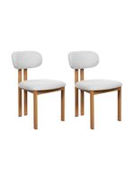 Kit 2 Cadeiras De Jantar Tulipa Estrutura Aço Carbono Laminado Natural Com Estofado Linho Cru