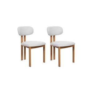 Kit 2 Cadeiras De Jantar Tulipa Estrutura Aço Carbono Laminado Natural Com Estofado Linho Cru