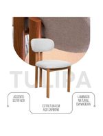 Kit 2 Cadeiras De Jantar Tulipa Estrutura Aço Carbono Laminado Natural Com Estofado Linho Cru