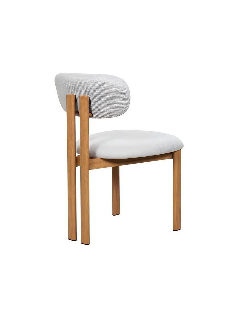 Kit 2 Cadeiras De Jantar Tulipa Estrutura Aço Carbono Laminado Natural Com Estofado Linho Cru