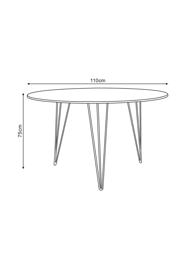 Mesa De Jantar Redonda 110Cm Branca Clips 3 Pés Base Dourado