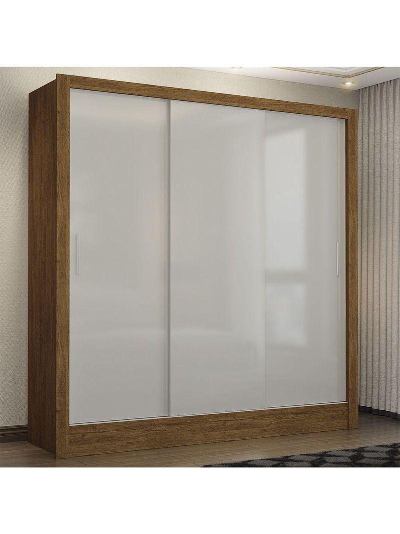 Guarda-Roupa Casal Fortaleza 3 Portas Carioca Móveis Cinamomo com Off White