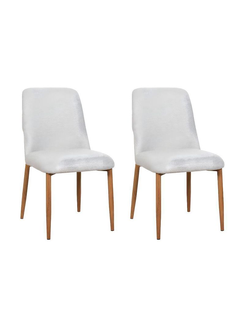 Kit 2 Cadeiras De Jantar Montana Estrutura Aço Carbono Laminado Natural Com Estofado Linho Cru