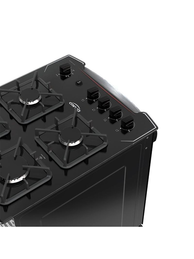 Fogão 4 Bocas Preto Com Mesa De Vidro Dako Diplomata Bivolt