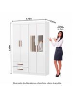 Guarda Roupa Casal Modulado 4 Portas com Cama Hercules 4 Portas e 4 Gavetas com Espelho Branco