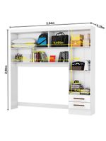 Guarda Roupa Casal Modulado 4 Portas com Cama Hercules 4 Portas e 4 Gavetas com Espelho Branco
