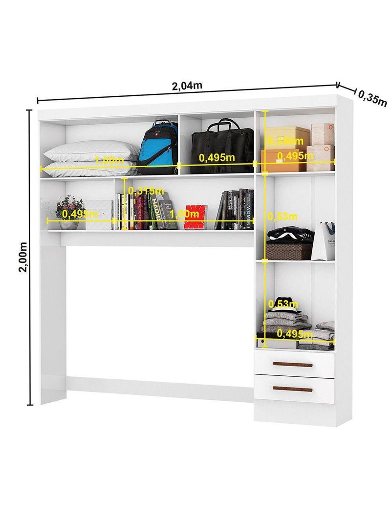 Guarda Roupa Casal Modulado 4 Portas com Cama Hercules 4 Portas e 4 Gavetas com Espelho Branco
