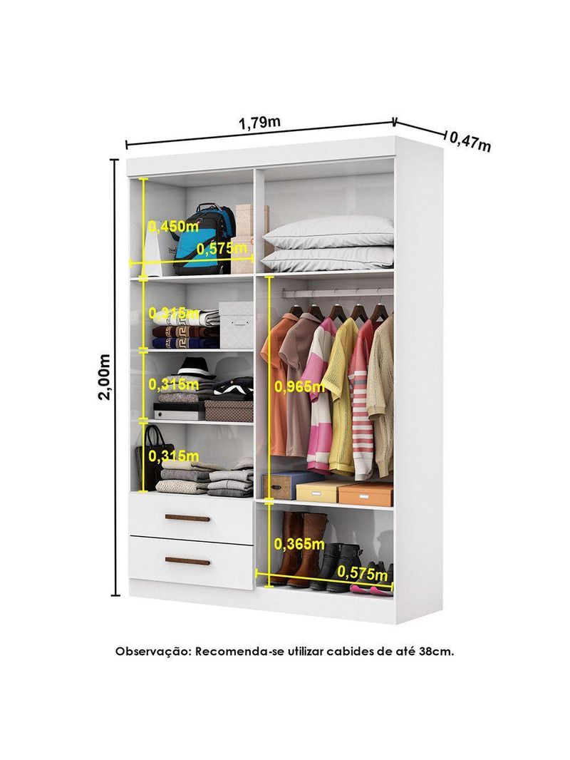 Guarda Roupa Casal Modulado 4 Portas com Cama Hercules 4 Portas e 4 Gavetas com Espelho Branco