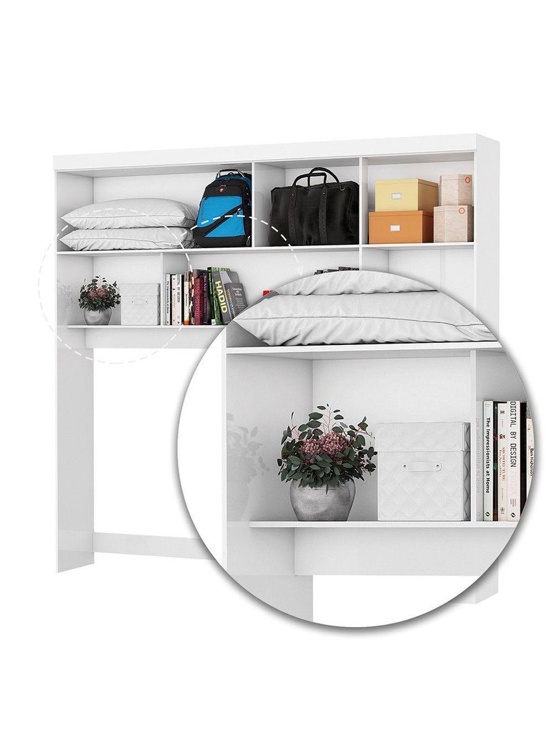 Guarda Roupa Casal Modulado 4 Portas com Cama Hercules 4 Portas e 4 Gavetas com Espelho Branco