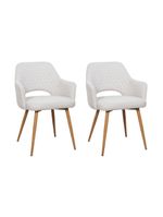 Kit 2 Cadeiras De Jantar Dakota Estrutura Aço Carbono Laminado Natural Com Estofado Linho Cru