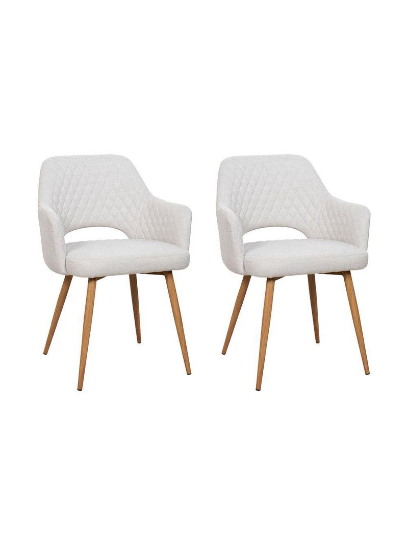 Kit 2 Cadeiras De Jantar Dakota Estrutura Aço Carbono Laminado Natural Com Estofado Linho Cru