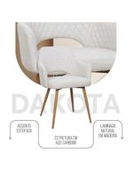 Kit 2 Cadeiras De Jantar Dakota Estrutura Aço Carbono Laminado Natural Com Estofado Linho Cru