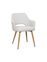 Kit 2 Cadeiras De Jantar Dakota Estrutura Aço Carbono Laminado Natural Com Estofado Linho Cru