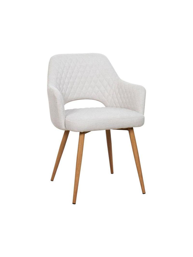 Kit 2 Cadeiras De Jantar Dakota Estrutura Aço Carbono Laminado Natural Com Estofado Linho Cru