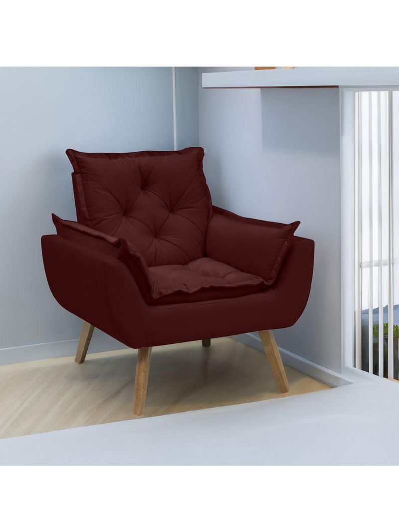 Kit Com 2 Poltronas Opala Conforto Decorativa Em Veludo Bordô