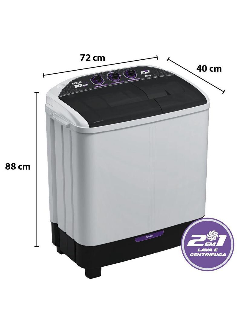 Máquina De Lavar Twin Tub 10kg 2 Em 1 Lava E Centrifuga 110V