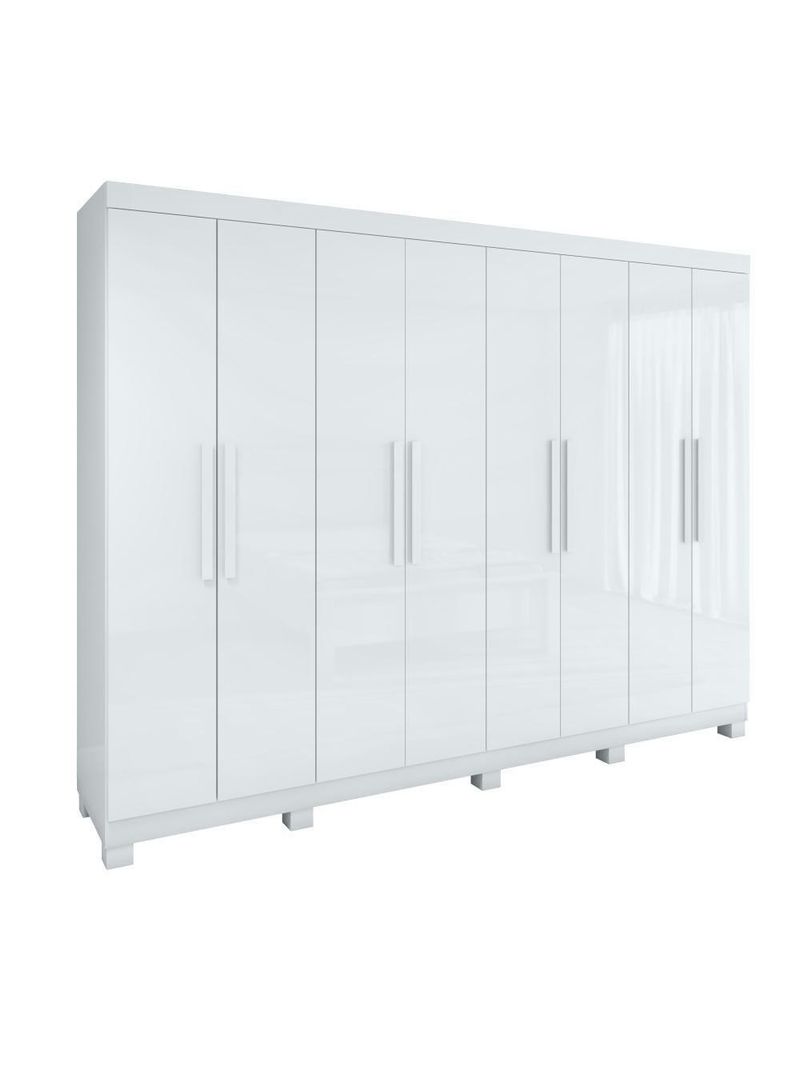 Guarda-roupa Casal Easy Slim 8 Portas Com Pés Branco