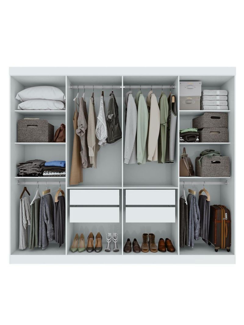 Guarda-roupa Casal Easy Slim 8 Portas Com Pés Branco