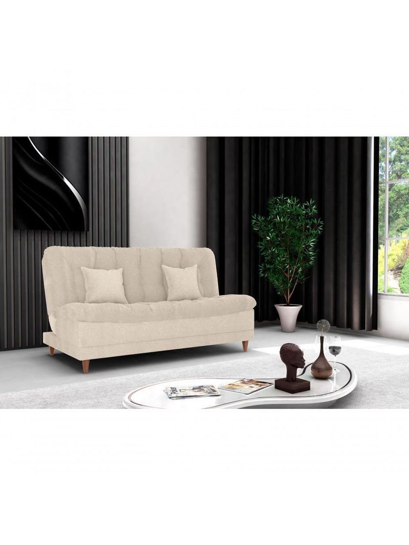 Sofá Cama Duda Boucle Bege Matrix Sala Premium Original 3 Lugares