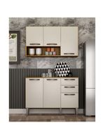 Kit Armário De Cozinha Alba Aéreo E Balcão 3 Portas Cinamomo/off White