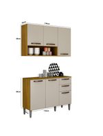 Kit Armário De Cozinha Alba Aéreo E Balcão 3 Portas Cinamomo/off White