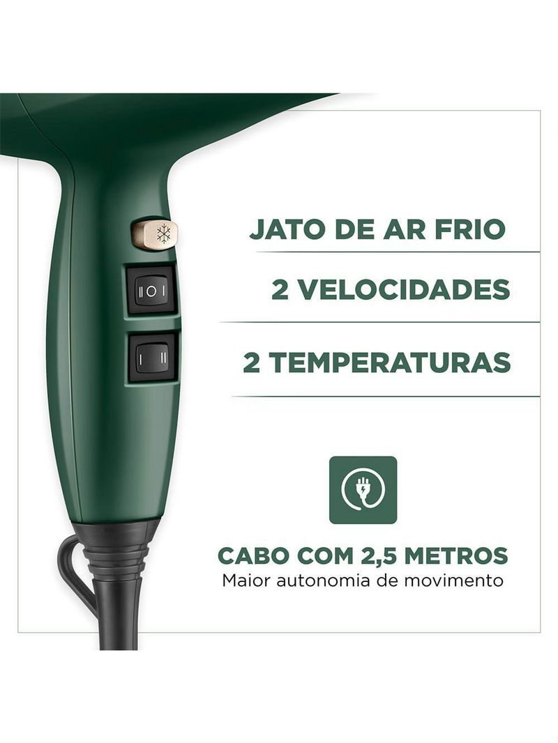 Secador De Cabelo By Juliette Mondial Verde Oliva 2000W 220V
