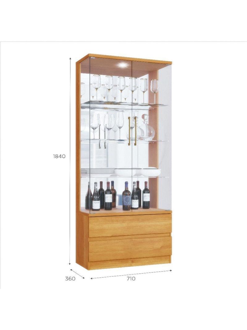 Cristaleira 2 Portas Vidro Temperado Lisboa Mavaular Naturale