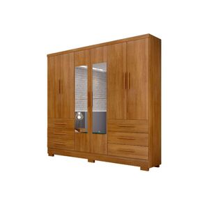 Guarda Roupa Ágata 6 Portas, 6 Gavetas Com Espelho e 6 Pés - Cumaru