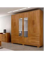 Guarda Roupa Ágata 6 Portas, 6 Gavetas Com Espelho e 6 Pés - Cumaru