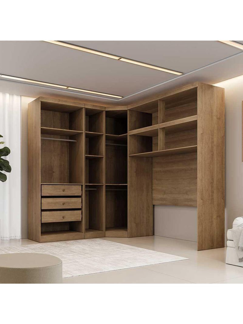 Guarda Roupa Modulado Casal Safira 8 Portas Clic Móveis Cumaru/Fendi