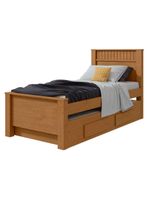 Bicama Solteiro 2 Gavetas MDF Athenas Móveis Lopas Amêndoa Clean