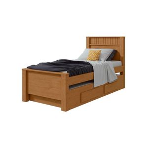 Bicama Solteiro 2 Gavetas MDF Athenas Móveis Lopas Amêndoa Clean