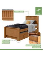 Bicama Solteiro 2 Gavetas MDF Athenas Móveis Lopas Amêndoa Clean