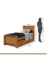 Bicama Solteiro 2 Gavetas MDF Athenas Móveis Lopas Amêndoa Clean