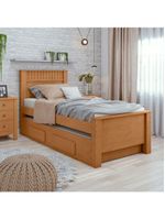 Bicama Solteiro 2 Gavetas MDF Athenas Móveis Lopas Amêndoa Clean