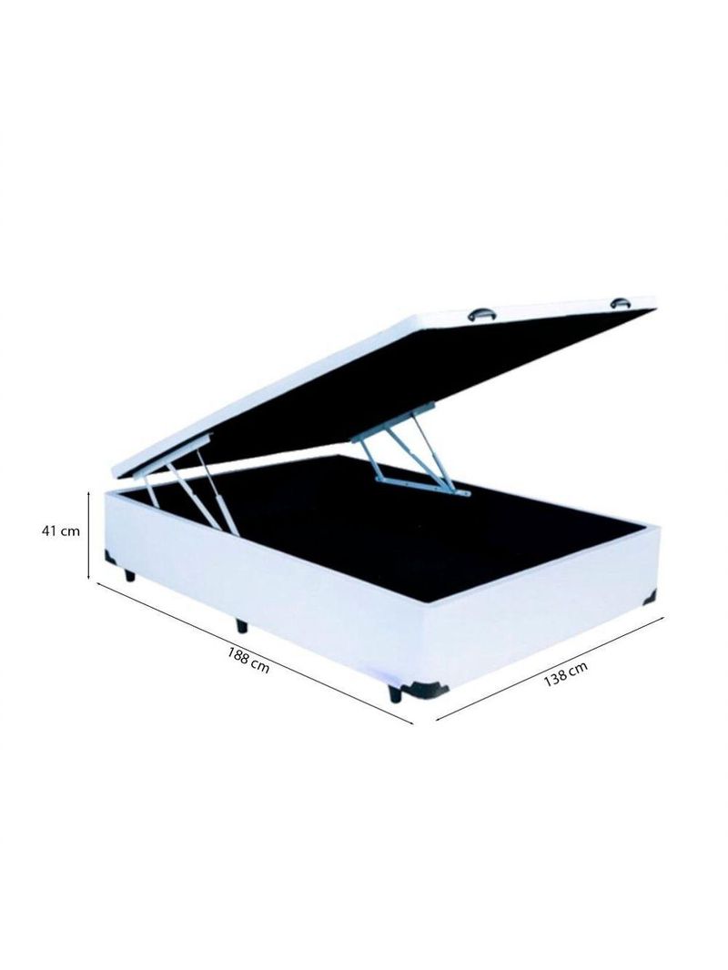 Cama Box Baú Casal Tecido Sintético Branco com Colchão Toronto Molas Ensacadas Branco D33