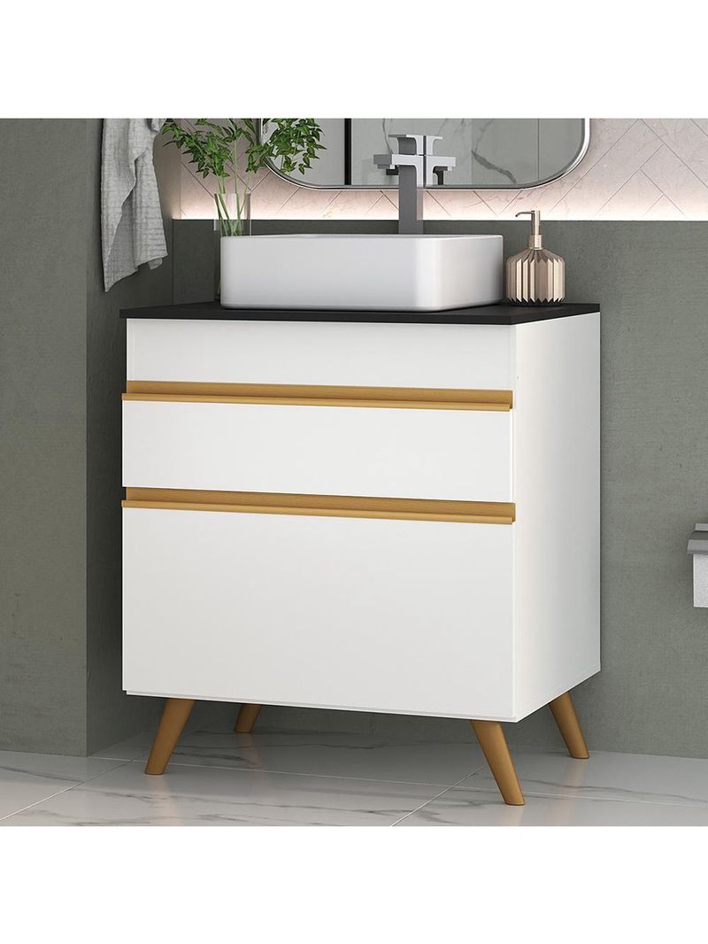 Gabinete Banheiro 1 Porta E 1 Gav Retrô 70cm Mp5024 Branco