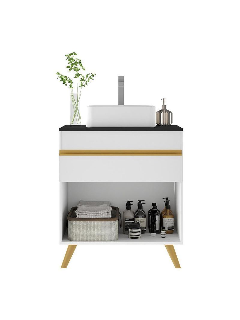 Gabinete Banheiro 1 Porta E 1 Gav Retrô 70cm Mp5024 Branco