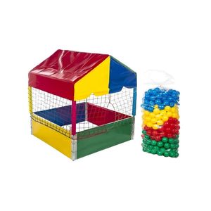 Kit Infantil Piscina De Bolinhas 1,00m Quadrada + 500 Unidades Bolinhas Coloridas