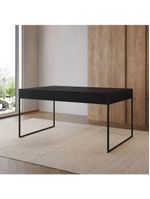 Mesa Jantar Industrial Retangular Preta 137X90Cm Filadélfia Base Ferro Preto