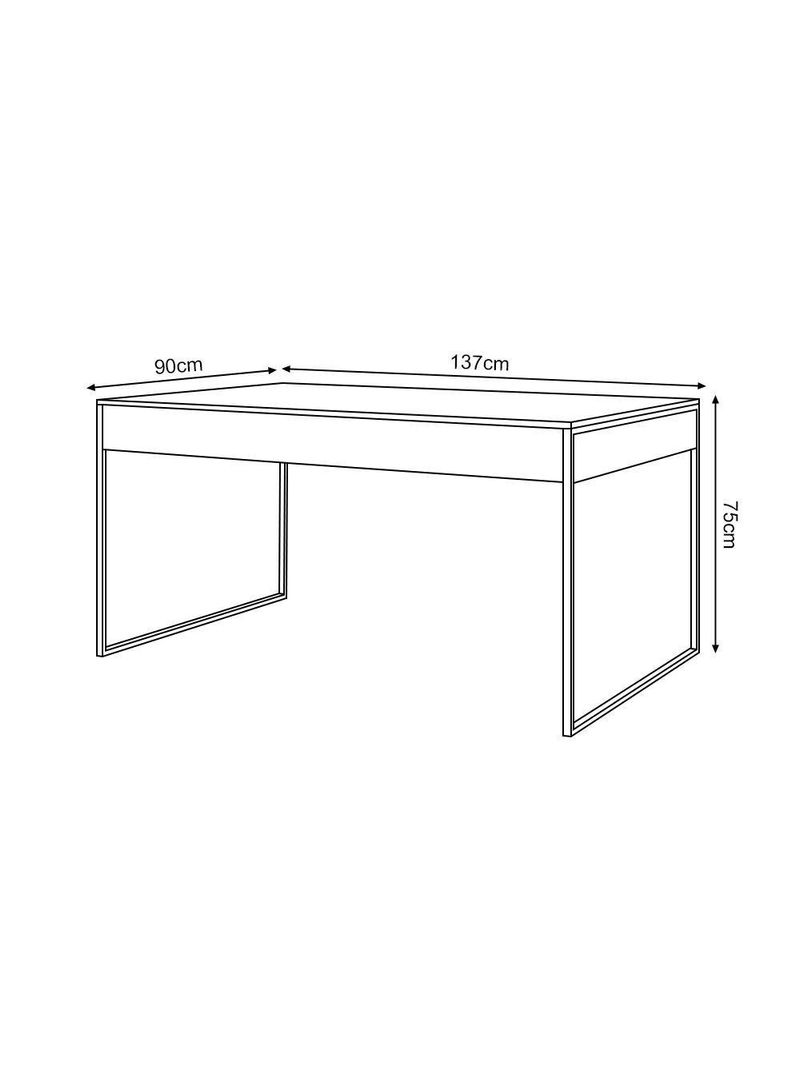 Mesa Jantar Industrial Retangular Preta 137X90Cm Filadélfia Base Ferro Preto