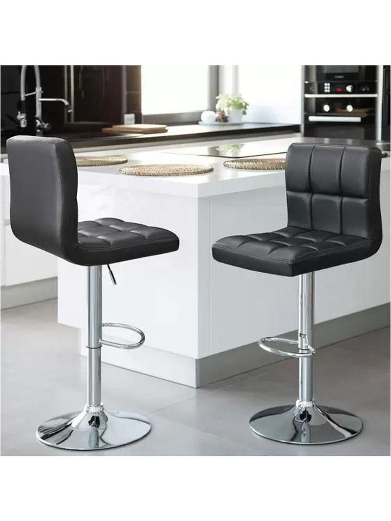 Kit 2 Cadeiras Alta Gomos Estofada Giratoria Confortavel Cozinha Bar