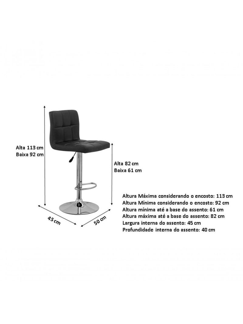Kit 2 Cadeiras Alta Gomos Estofada Giratoria Confortavel Cozinha Bar