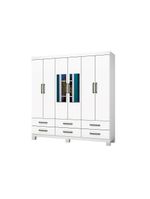 Guarda-roupa D22 6 Portas 6 Gavetas Com Espelho e Pés Branco