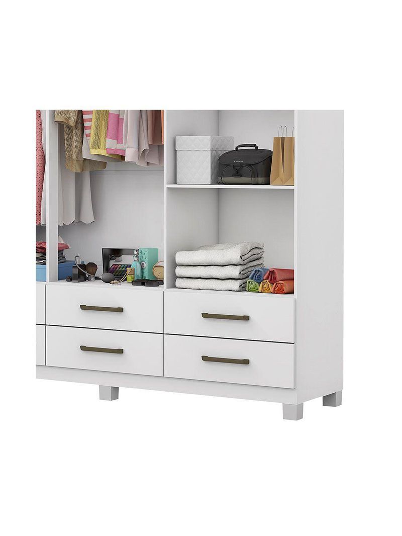 Guarda-roupa D22 6 Portas 6 Gavetas Com Espelho e Pés Branco
