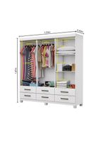 Guarda-roupa D22 6 Portas 6 Gavetas Com Espelho e Pés Branco